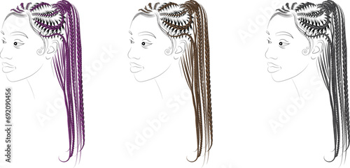 	
braids hair pretty woman beautiful hair stylish girls African American women vector	
