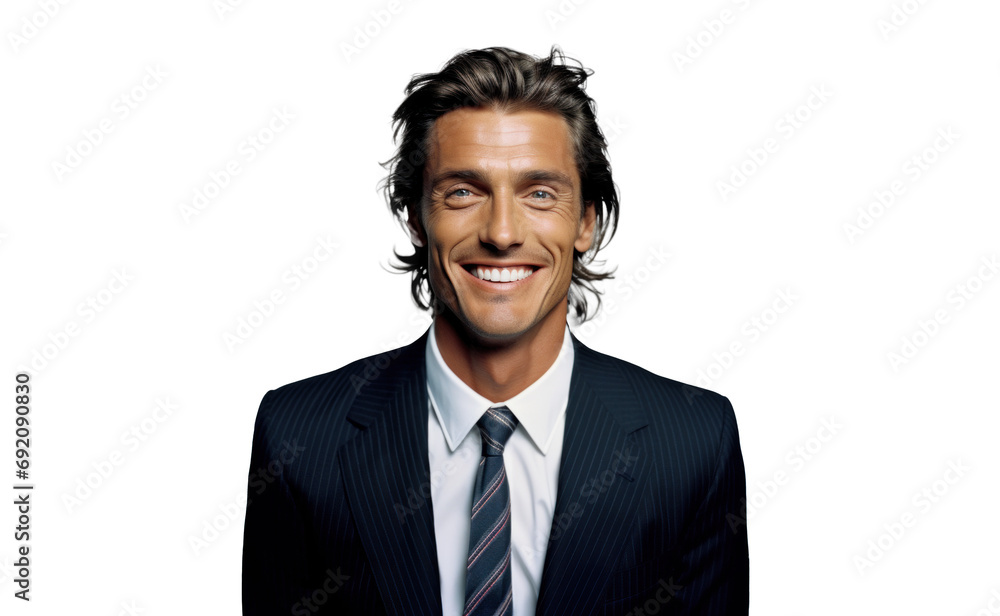 Cheerful Businessman Portrait on Transparent Background