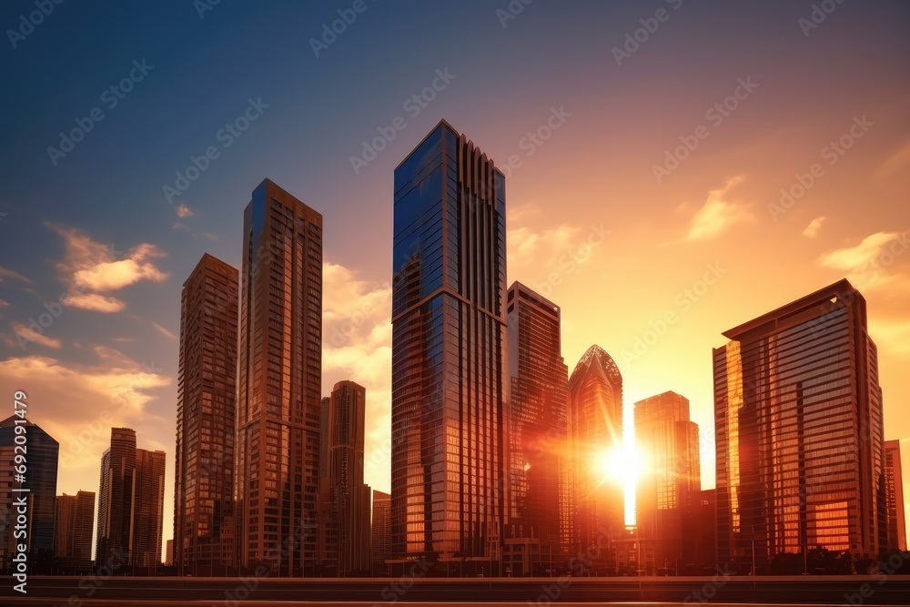 Cityscape skyline at golden hour Cityscape skyline at golden hour
