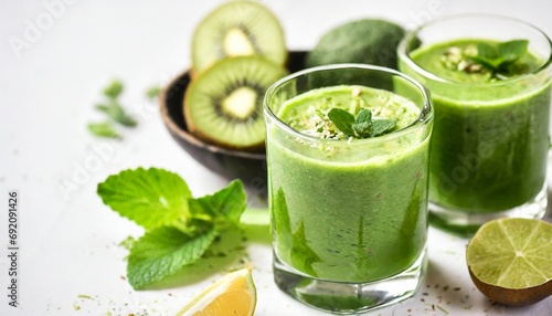 Homemade vegan green juice	
