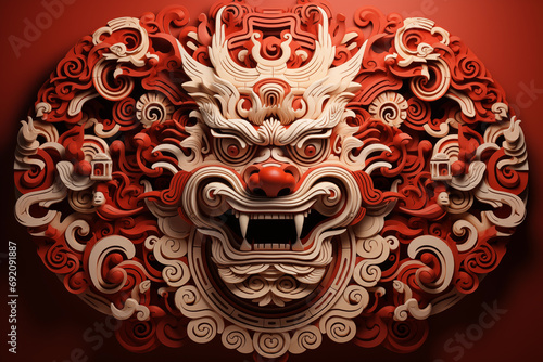 Baroque Dragon Carving Generative AI