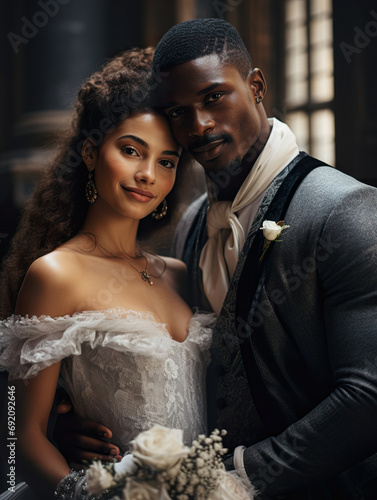 Generative AI image of an elegant wedding couple posing