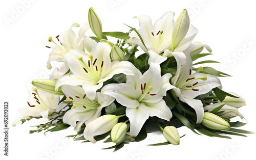 Beautiful Bouquet Pure Lily Harmony Isolated on Transparent Background PNG.