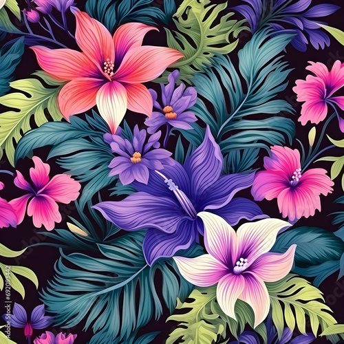 Style exotic floral pattern wallpaper texture