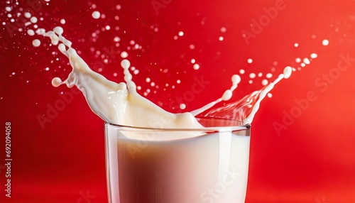Glass Milk splash on red background (1).jpg, 570- Glass Milk splash on red background 