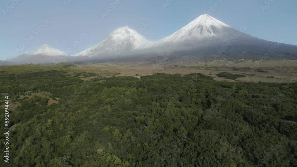 cinematic aerial video of of the natural volcanoes of Kamchatka UNESCO World Heritage Site. Klyuchevskaya Sopka drone video cinematic aerial video of of the natural volcanoes of Kamchatka UNESCO World Heritage Site. Klyuchevskaya Sopka drone video