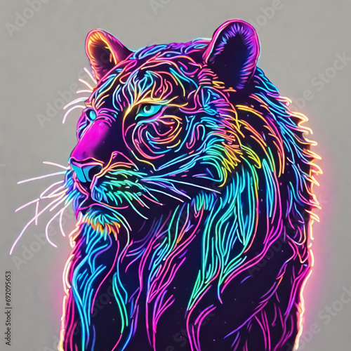 animal neon style - generative AI