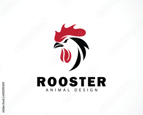 Head rooster logo creative animal design farm food chicken design