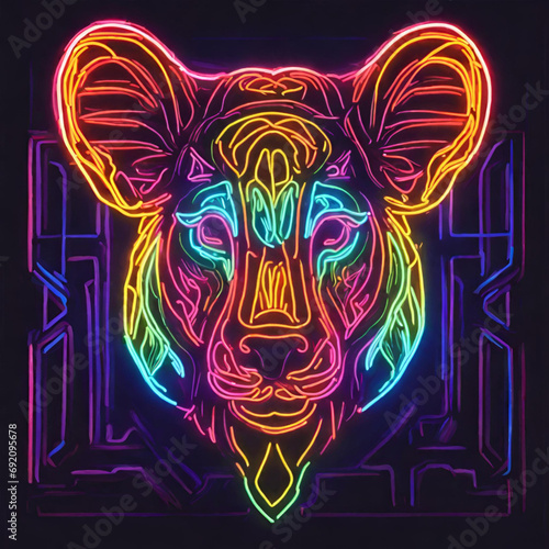 animal neon style - generative AI