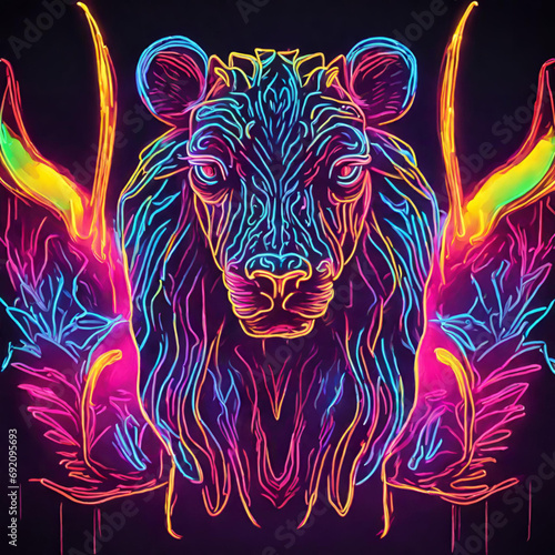 animal neon style - generative AI