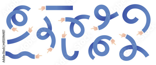 Set of hand pointing icons. Cartoon arrow or cursor. Vector and PNG on transparent background.