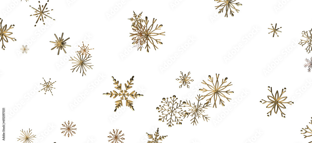 Snowflake Bliss: Striking 3D Illustration Showcasing Falling Holiday Snowflakes