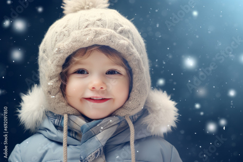 portrait of a boy in winter, Generative AI