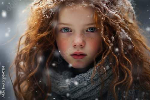 portrait of a woman in winter, Generative AI
