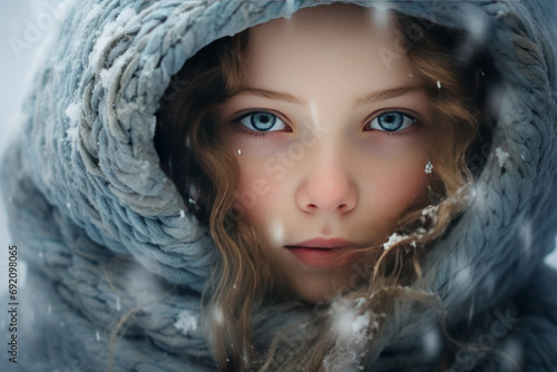 portrait of a woman in winter, Generative AI