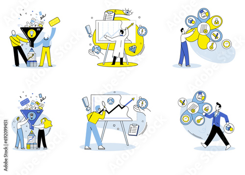 Market analysis vector illustration. A well defined marketing plan aligned with market analysis is crucial for targeting right audience Success in market requires analyzing market trends and adapting