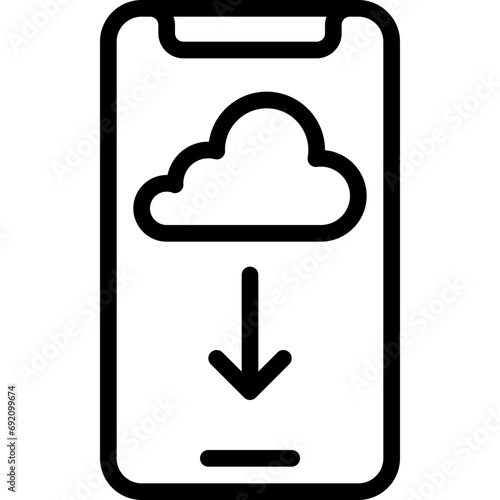 Cloud Download Mobile Phone Icon