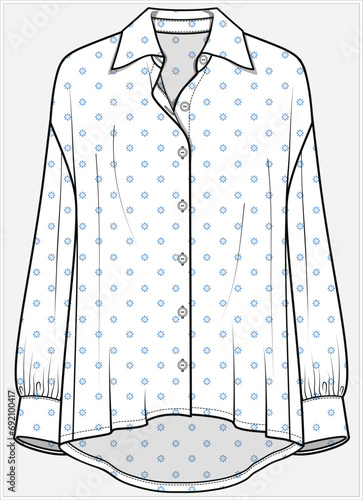 LONG SLEEVES HIGH LOW HEMLINE SHIRT DESIGNED FOR WOMEN AND TEEN GIRLS IN  VECTOR ILLUSTRATION FILE