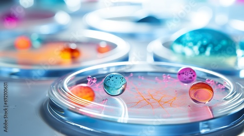 Fotografie, Tablou closeup shot of bacteria colony in petri dish at laboratory, biochemistry scient