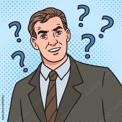 confused man meme pinup pop art retro hand drawn vector illustration. Comic book style imitation.