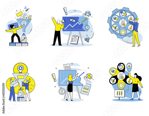Machine learning vector illustration. The analysis engineering data using machine learning algorithms improves efficiency and optimizes processes The tech industry thrives on continuous innovation