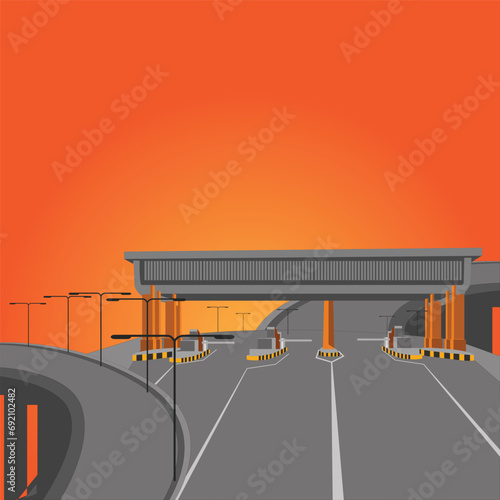 Toll road illustration bikers CAR VECTOR