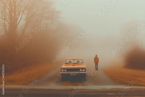 Mysterious background with thick fog
