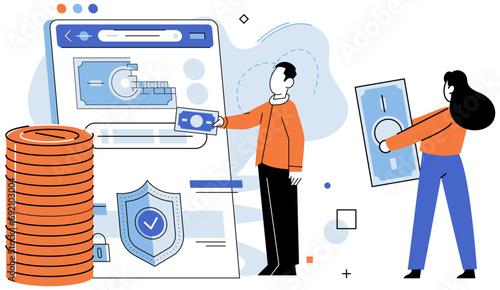 Crowdfunding. Vector illustration. Crowdfunding platforms provide space for entrepreneurs to showcase their ideas The financial contributions backers lead to breakthroughs in crowdfunding campaigns