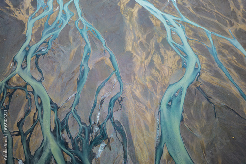 Braided Rivers Carving Through Icelandic Terrain photo