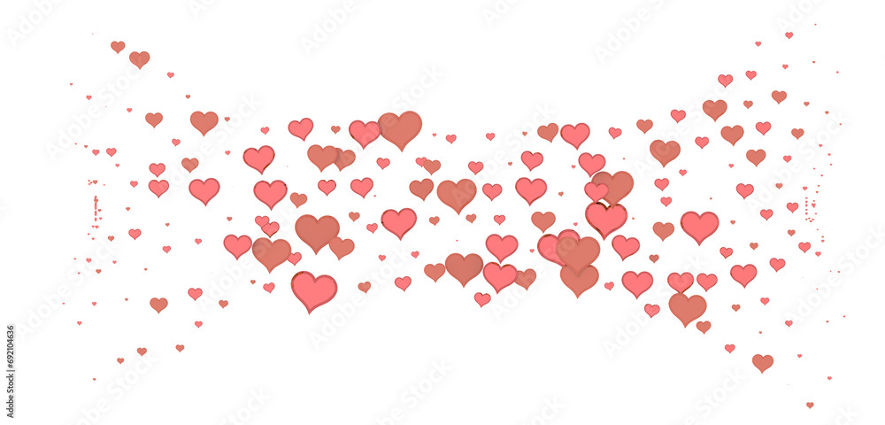  Falling love heart confetti 3d illustration