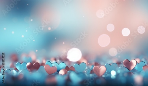 blue and blue bokeh heart valentines day background