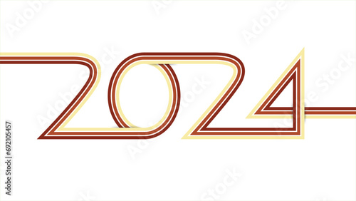 2024 lettering in vintage striped style, retro colors of the 00s, 70s, 80s, 90s. retro style poster lines