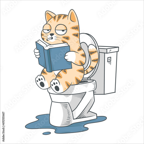 ILLUSTRATION OF A COOL CAT READING A BOOK