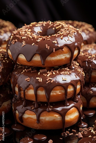 Wallpaper Mural donuts covered in glazed, molten chocolate with chocolate sprinkles and drizzle Torontodigital.ca