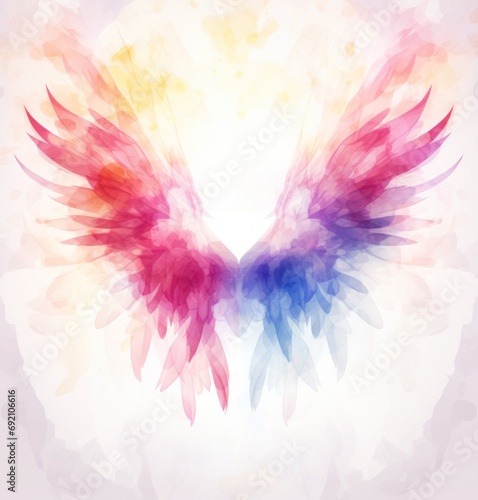 free vector illustration of colorful watercolor wings with abstract background