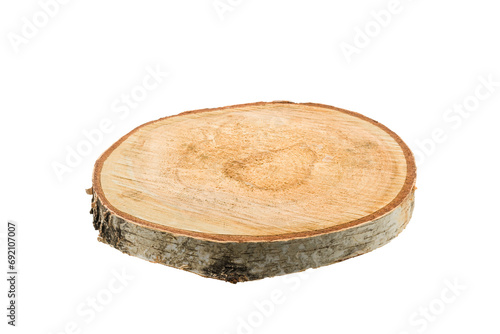Wooden rustic cutting board, isolated on transparent background. PNG image.