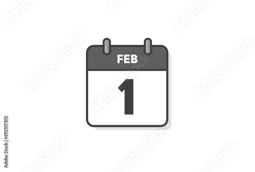 FEB 1 の文字とシンプルなカレンダーのアイコン - 英語表記の2月1日の暦