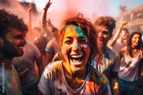 Smiling Girl Celebrating Holi Festival © ChemaVelasco