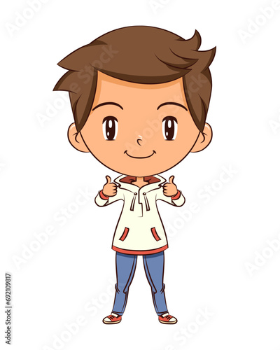 Child two thumbs up