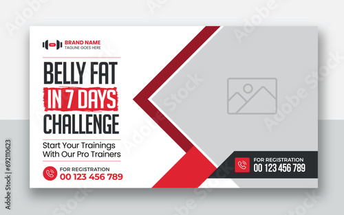 Gym and Fitness youtube video thumbnail or fitness training web banner design