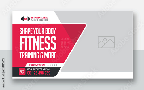 Gym and Fitness youtube video thumbnail or fitness training web banner design