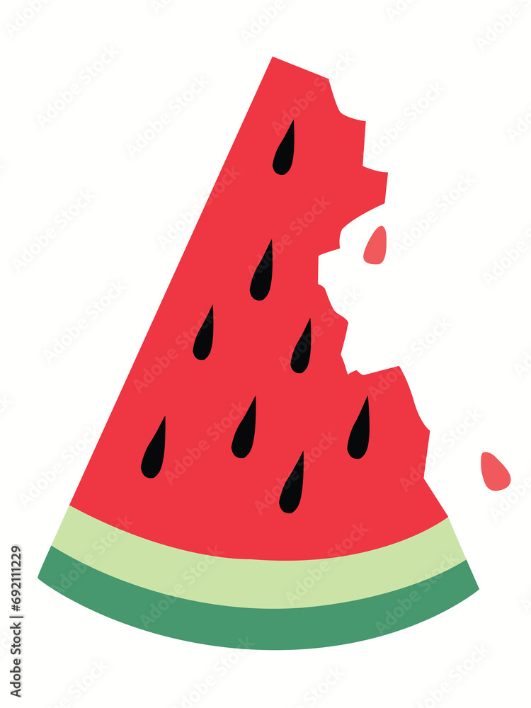 Bitten red watermelon slice vector Bitten red watermelon slice vector