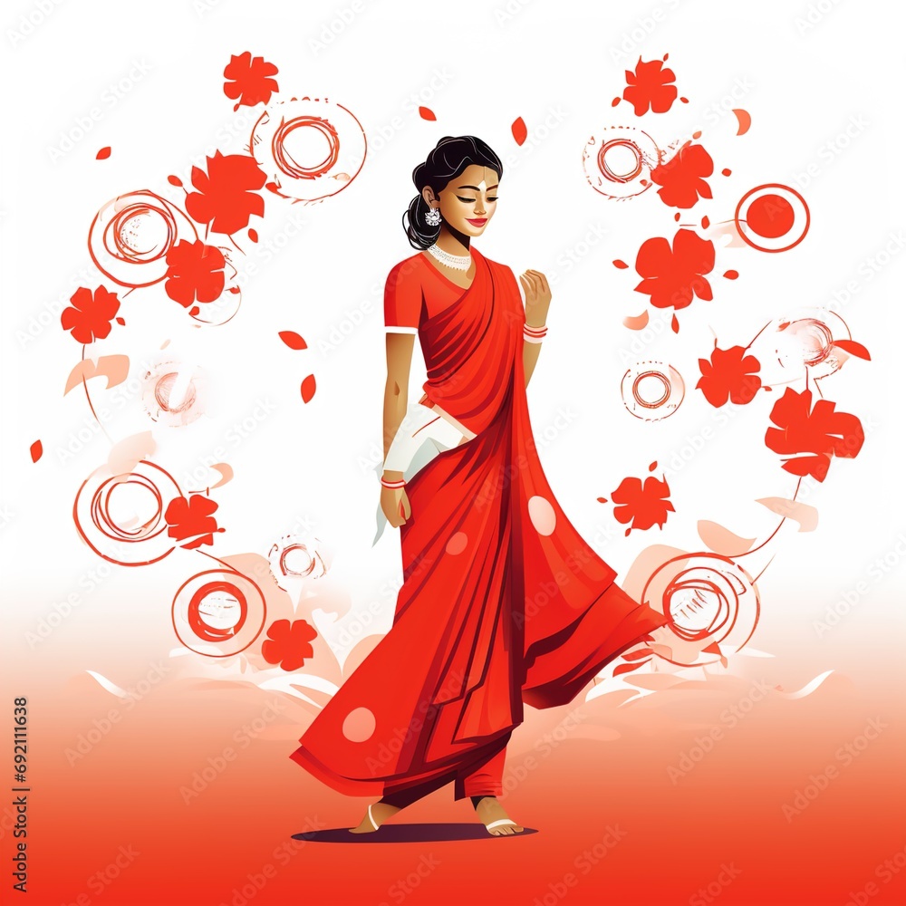 Happy Bihu- Religious holiday festival of Assamese New Year.illustration