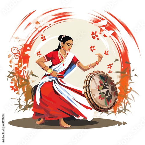 Happy Bihu- Religious holiday festival of Assamese New Year.illustration photo