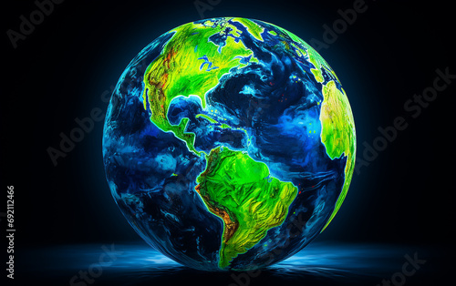 Fototapeta Naklejka Na Ścianę i Meble -  planeta terra neon 