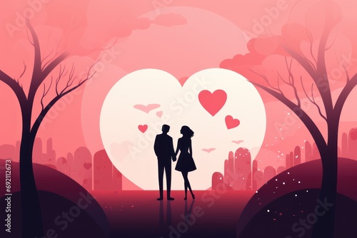 minimalistic valentines day background with couple. Generative ai image