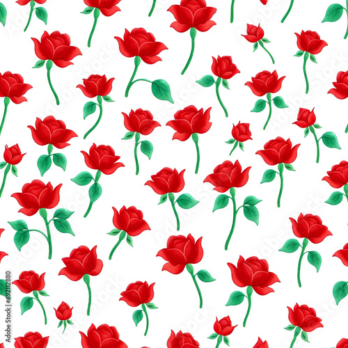 pattern with red roses on a white background   vector