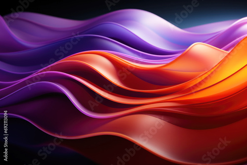 Graphics, colored waves, purple curved lines. Volumetric pattern, abstract background.