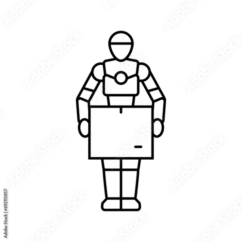 robot courier autonomous delivery line icon vector. robot courier autonomous delivery sign. isolated contour symbol black illustration