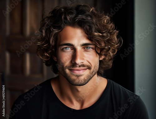 man smiling with curly hair © ArtCookStudio